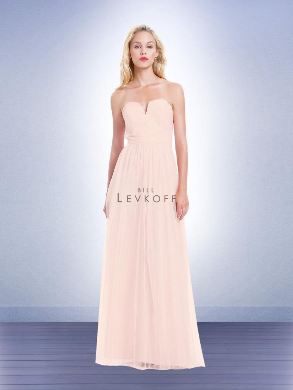 Bill Levkoff 1167 Bridesmaid Dress Petal Pink Strapless Chiffon Long 10